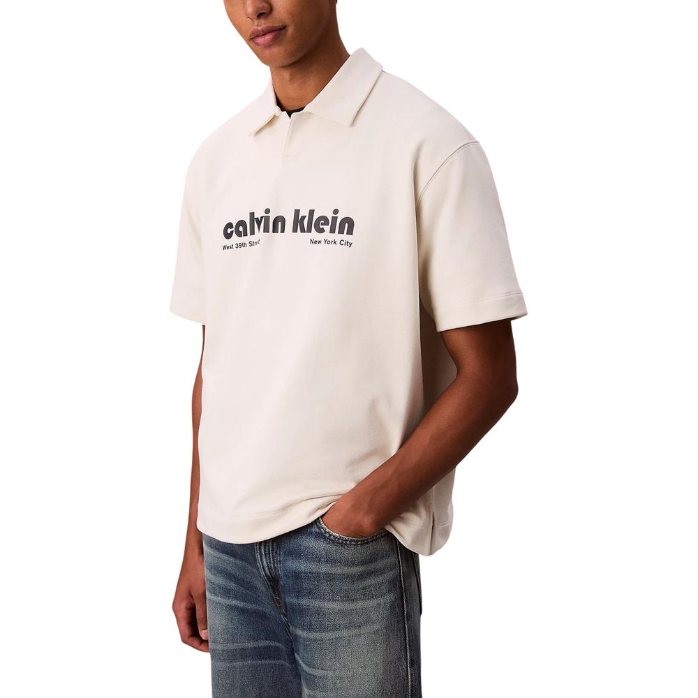 Calvin Klein Jeans White Cotton Polo Shirt Calvin Klein Jeans