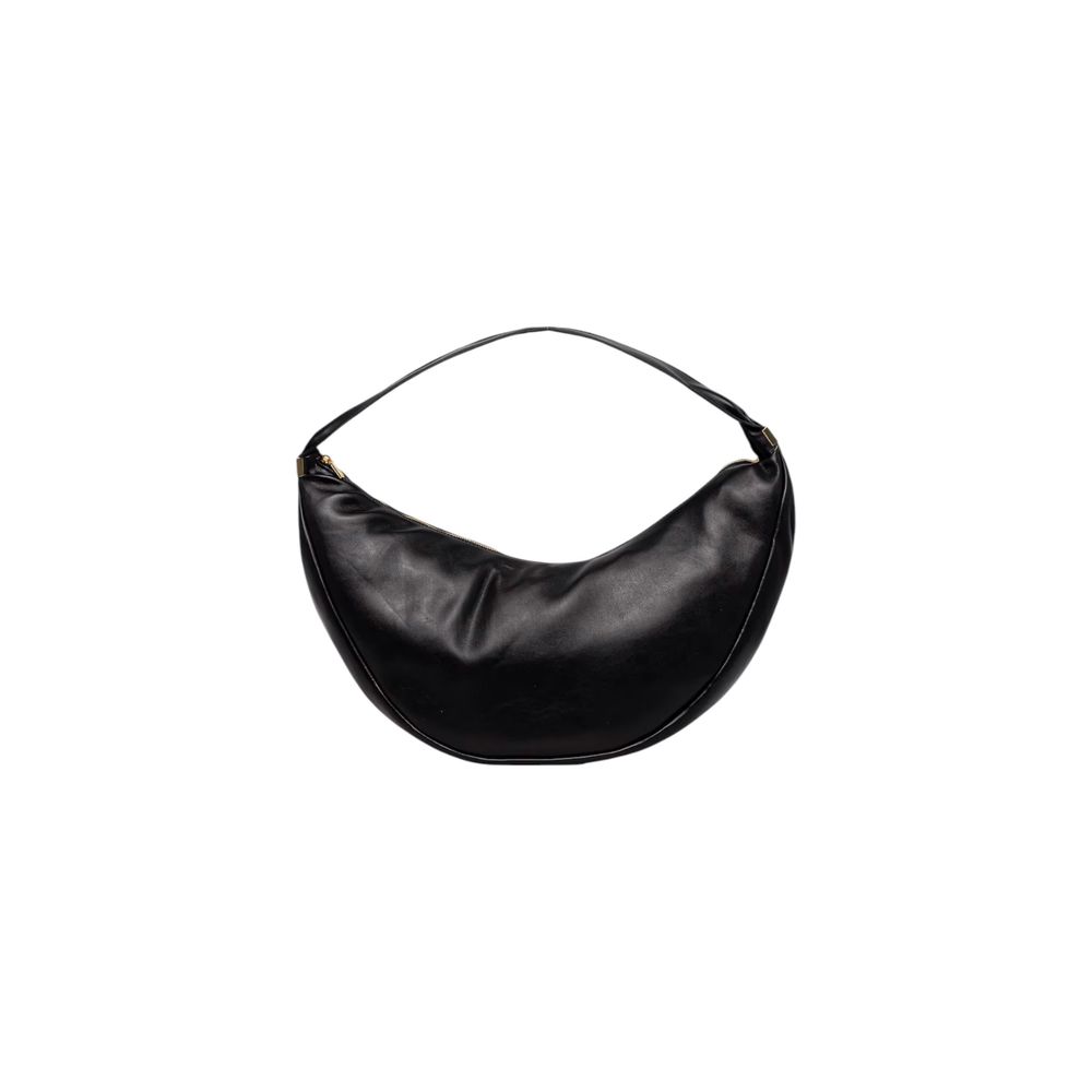 Calvin Klein black polyethylene handbag with sleek design and top handles, showcasing a modern, minimalist style.