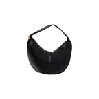 Black Calvin Klein polyethylene handbag with sleek design and top handles, featuring subtle branding and a modern, minimalist style.