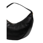 Calvin Klein black polyethylene handbag with sleek design and silver hardware, featuring handles and a spacious interior.