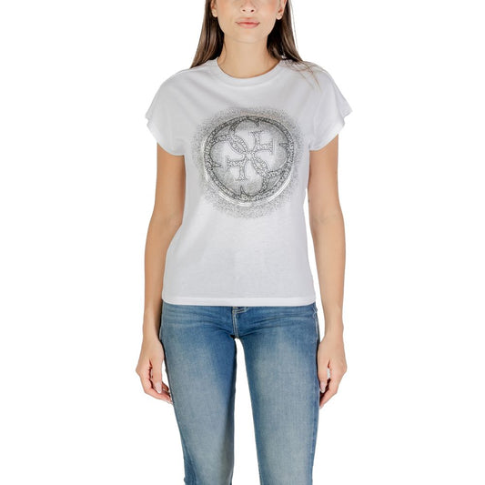 Guess White Cotton T-Shirt Guess