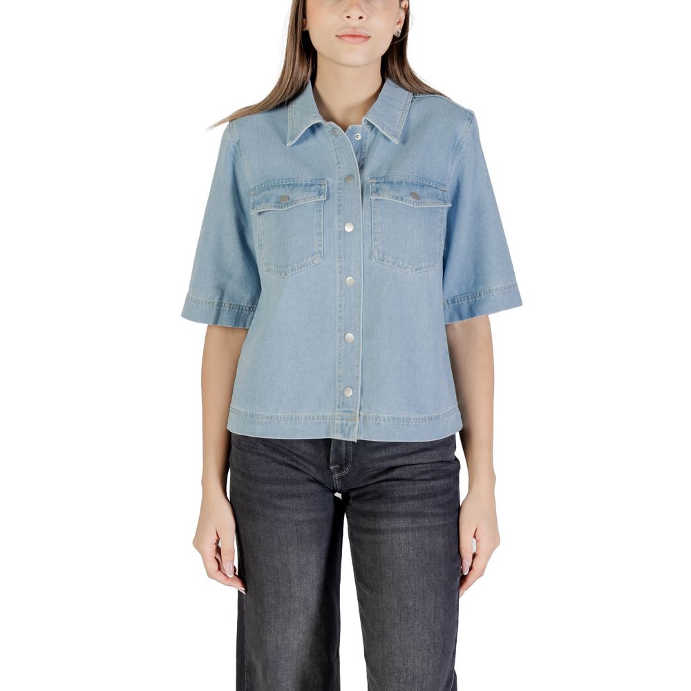 Only Light Blue Cotton Shortsleeve Shirt Only