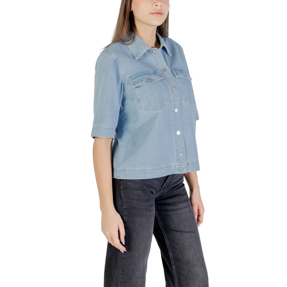 Only Light Blue Cotton Shortsleeve Shirt Only