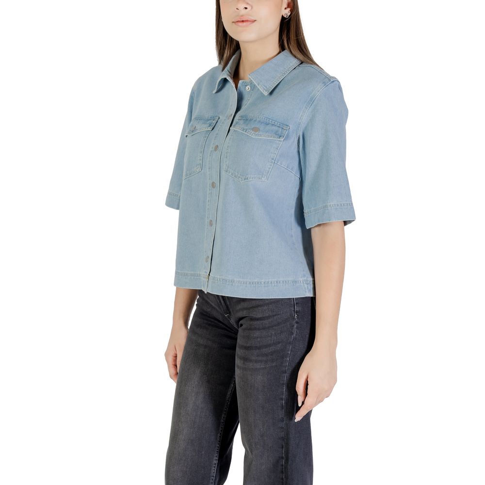 Only Light Blue Cotton Shortsleeve Shirt Only