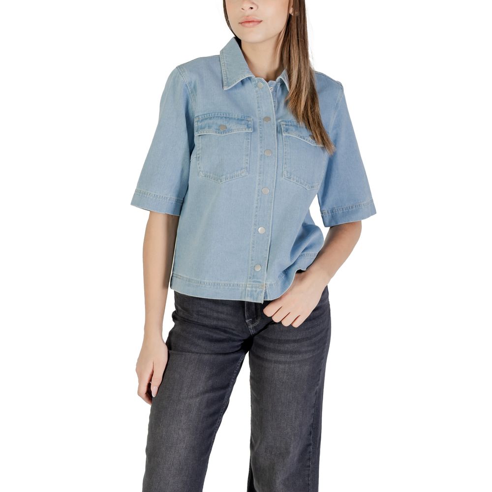 Only Light Blue Cotton Shortsleeve Shirt Only