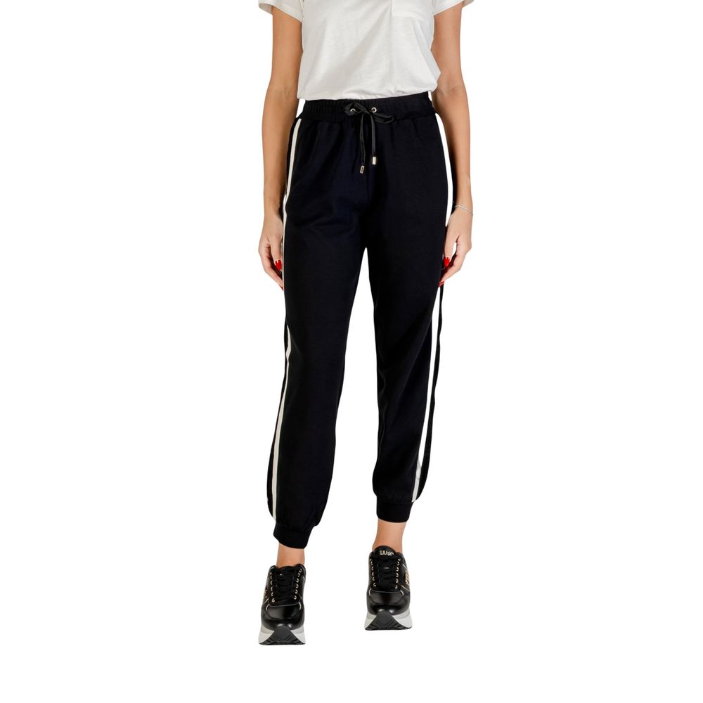 Liu Jo Black And White Cotton Joggers Workout Pants