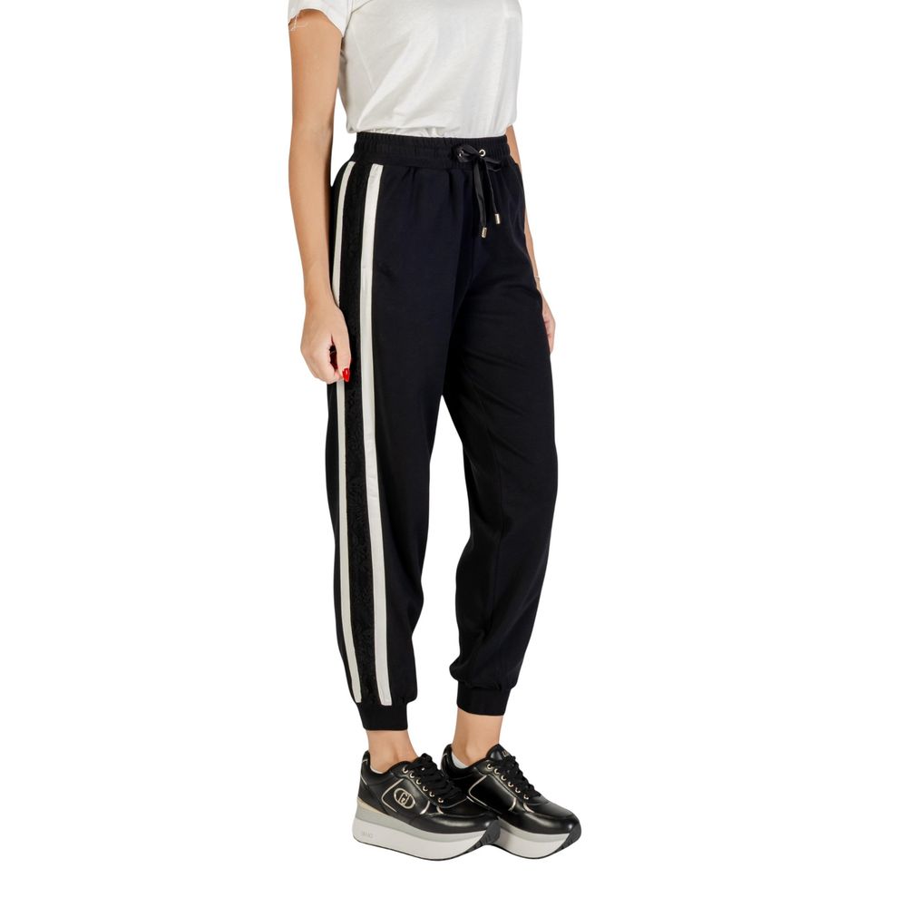 Liu Jo Black And White Cotton Joggers Workout Pants