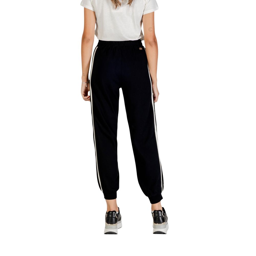 Liu Jo Black And White Cotton Joggers Workout Pants