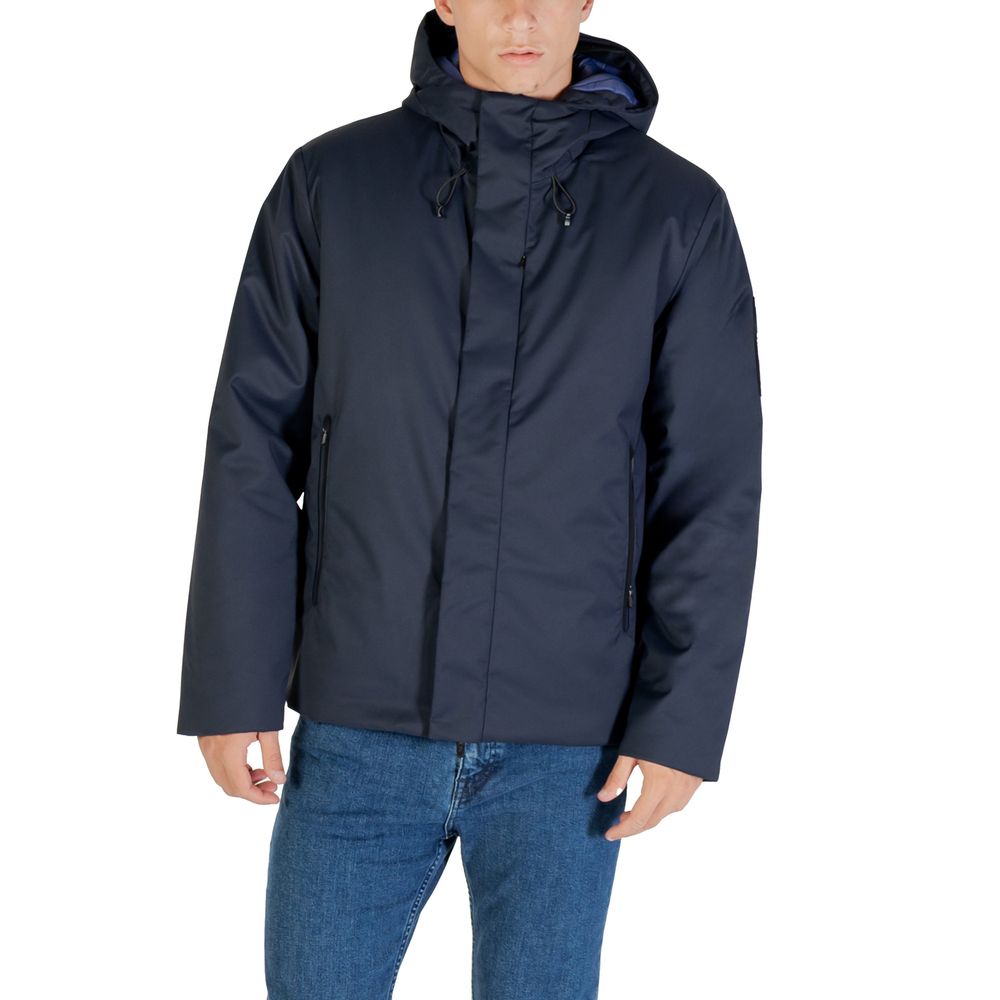 EA7 Emporio Armani Blue Polyester Coat