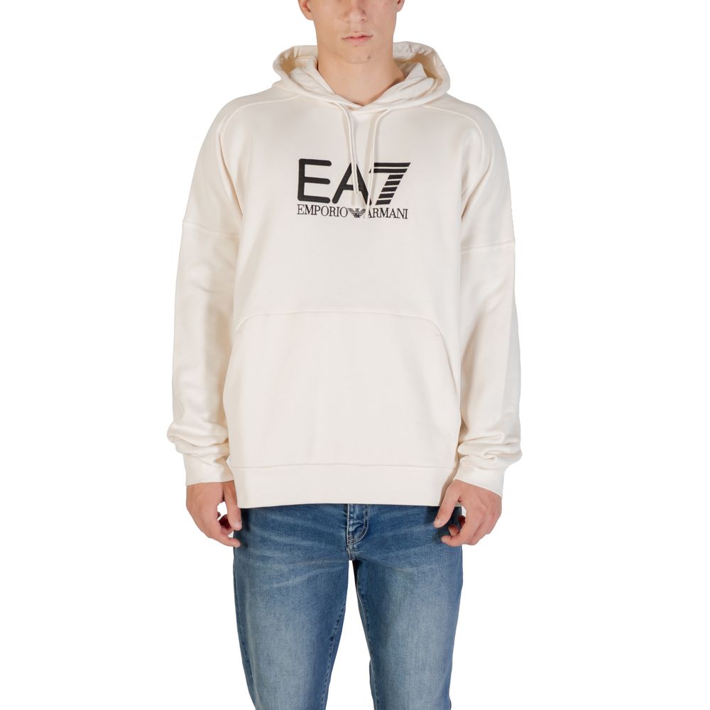 EA7 Emporio Armani Black And White Cotton Hoodie EA7 Emporio Armani