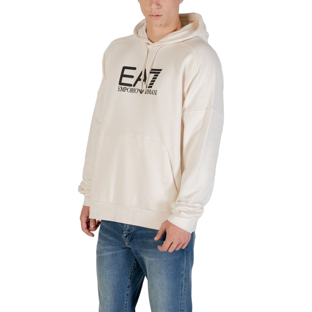 EA7 Emporio Armani Black And White Cotton Hoodie EA7 Emporio Armani