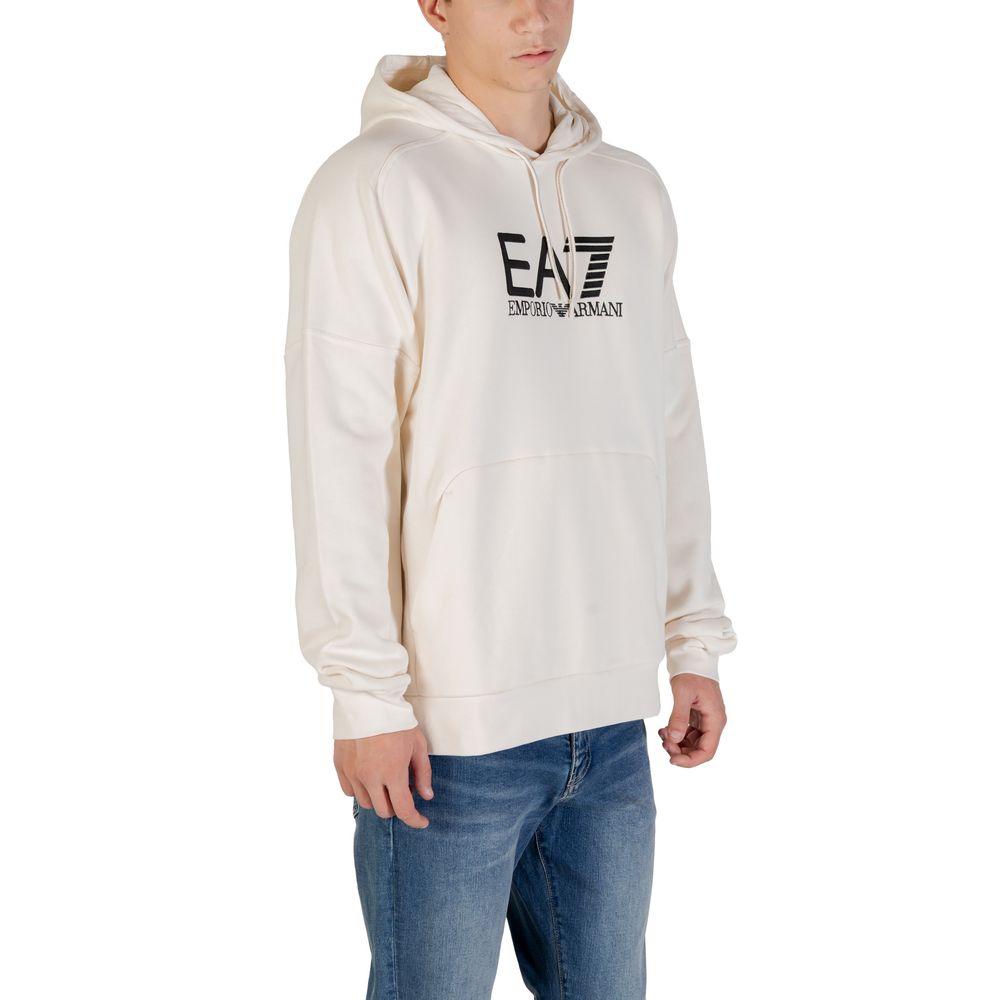 EA7 Emporio Armani Black And White Cotton Hoodie EA7 Emporio Armani