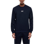 Blue cotton sweatshirt from EA7 Emporio Armani featuring the brand logo on the chest and a casual, comfortable fit.