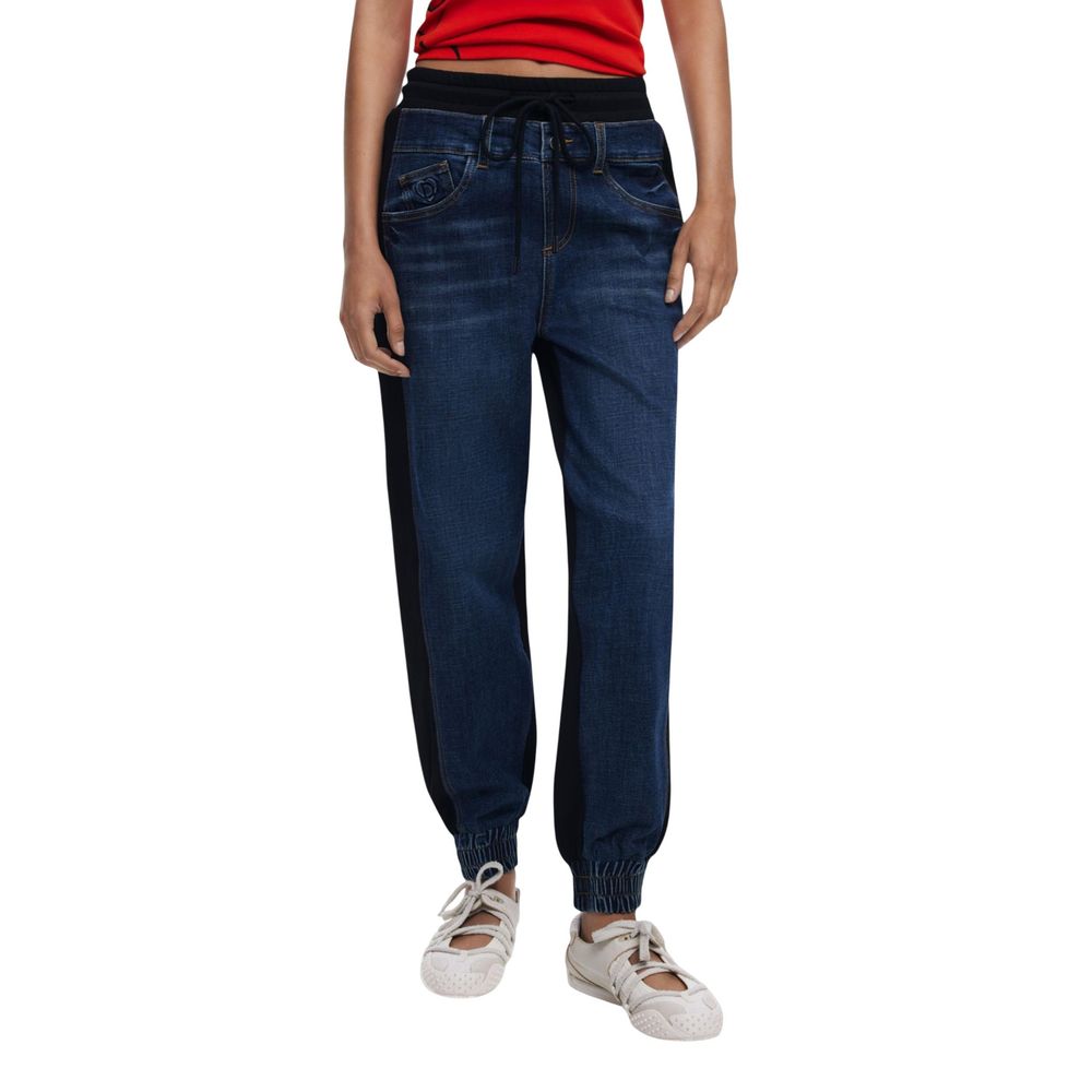 Desigual Blue Cotton Joggers Workout Pants Desigual