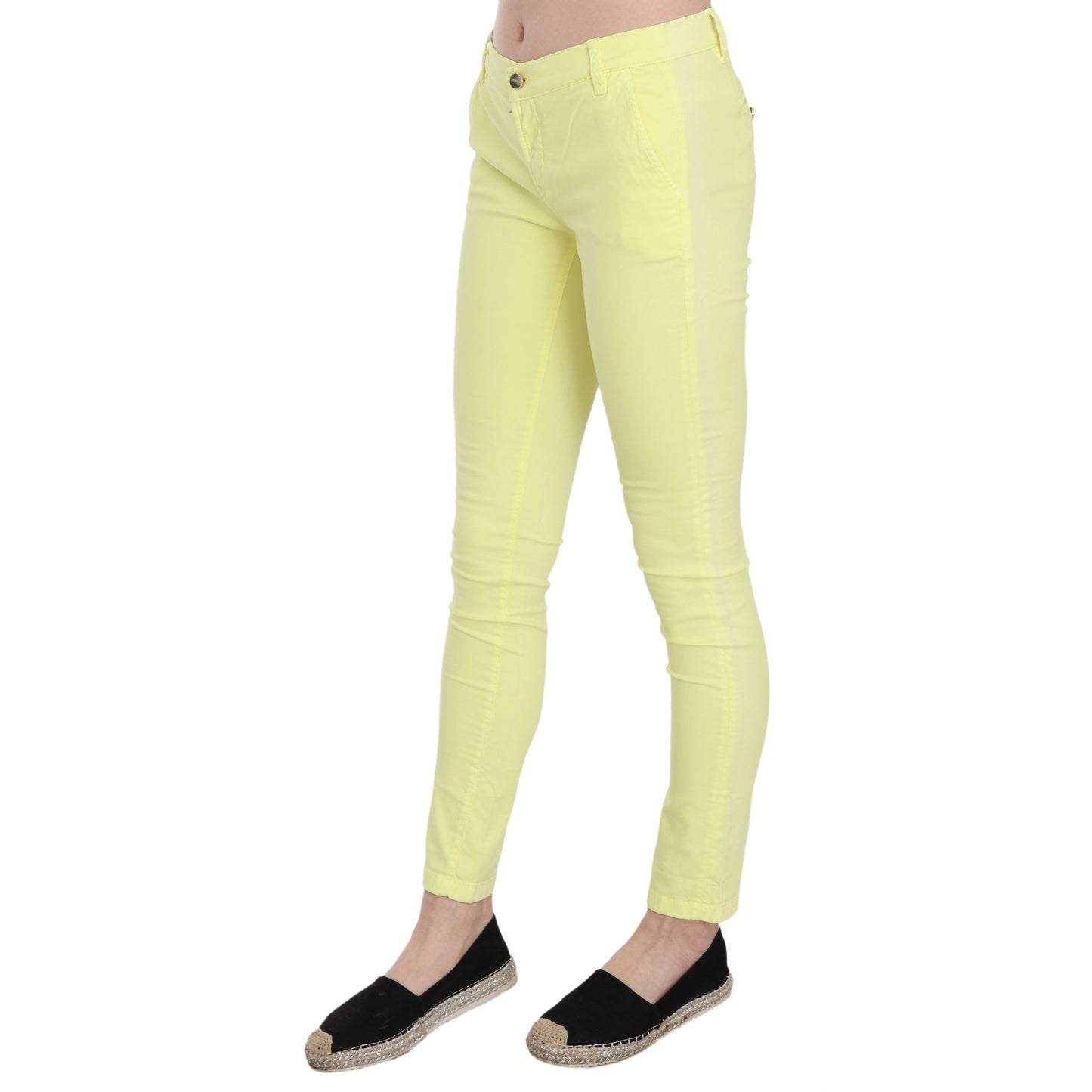 PINKO Yellow Cotton Stretch Low Waist Skinny Casual Trouser Pants PINKO