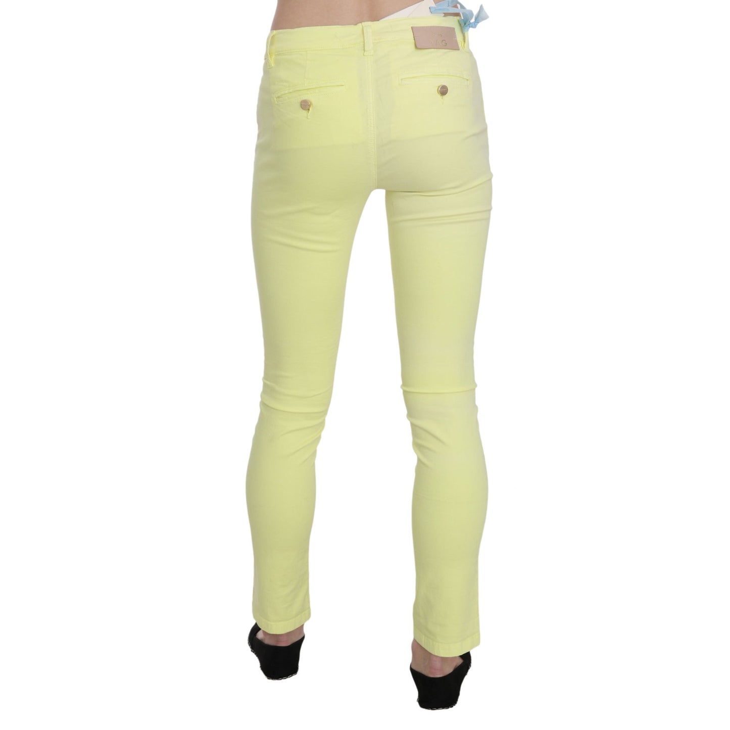 PINKO Yellow Cotton Stretch Low Waist Skinny Casual Trouser Pants PINKO