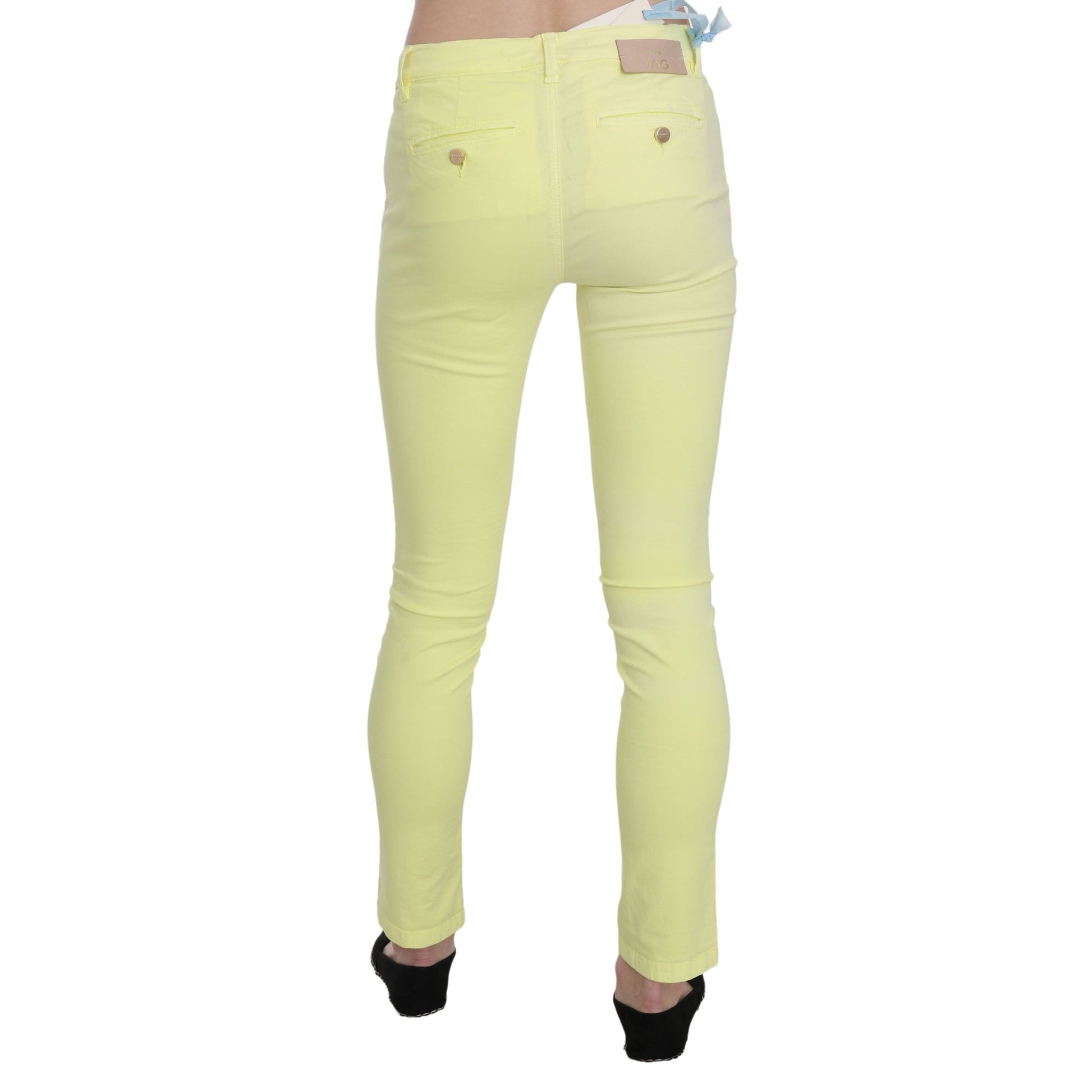 PINKO Yellow Cotton Stretch Low Waist Skinny Casual Trouser Pants PINKO