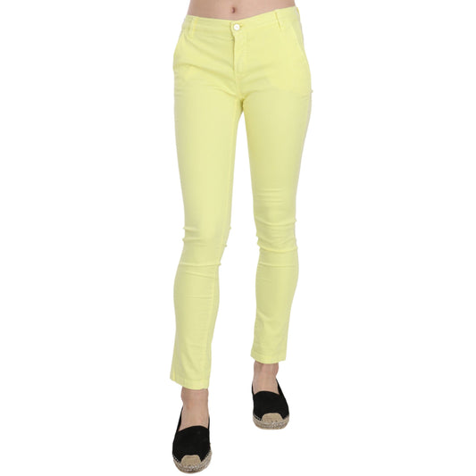 PINKO Yellow Cotton Stretch Low Waist Skinny Casual Trouser Pants PINKO