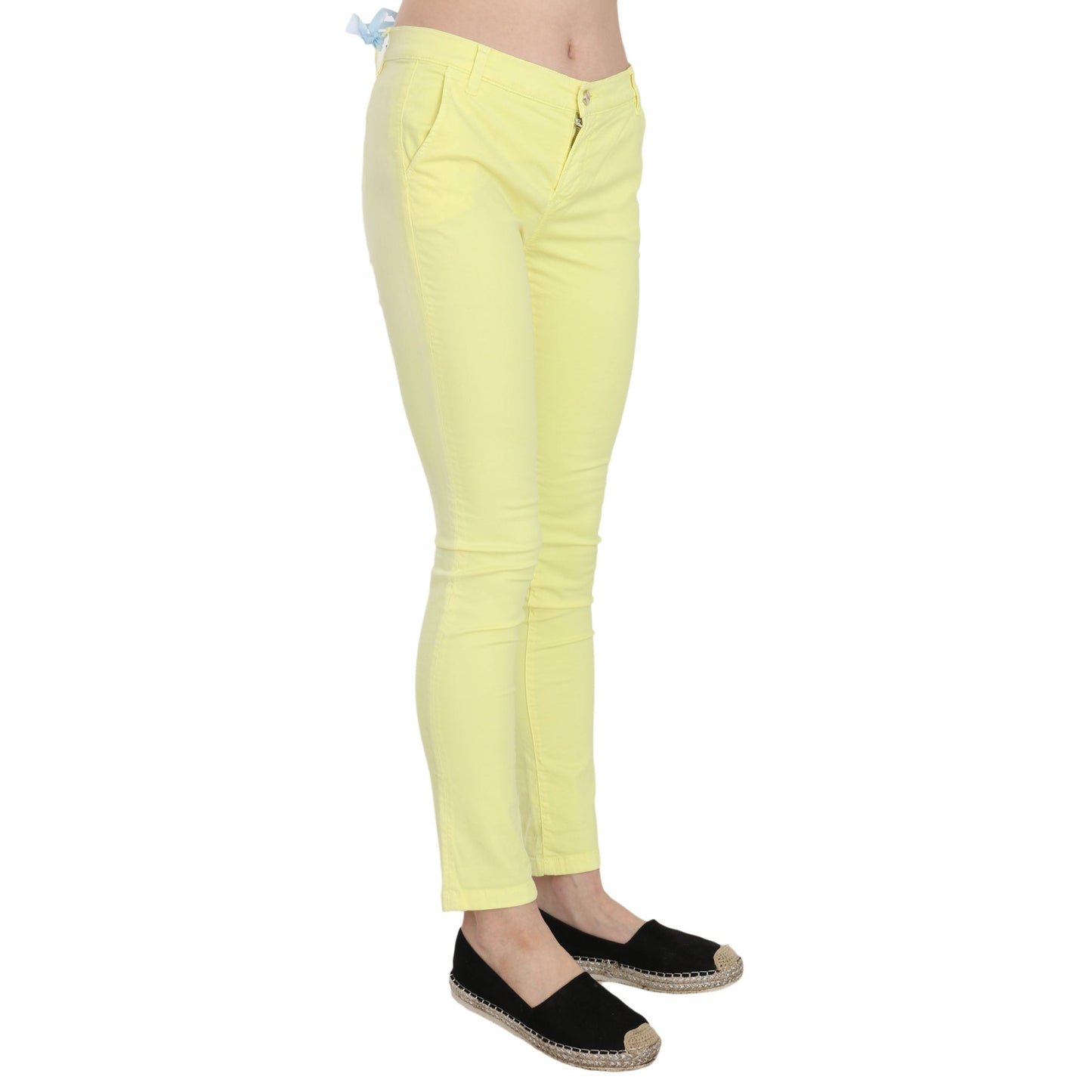 PINKO Yellow Cotton Stretch Low Waist Skinny Casual Trouser Pants PINKO