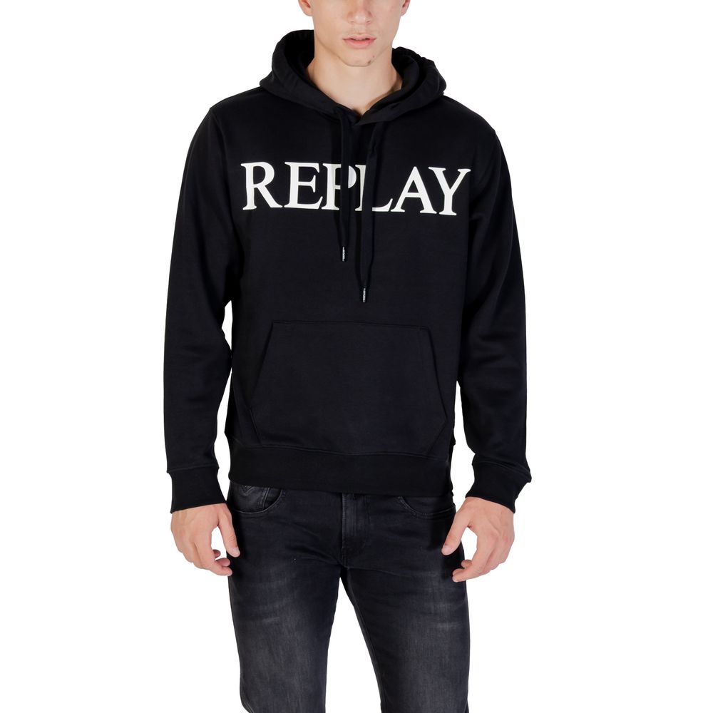 Replay Black Cotton Hoodie Replay