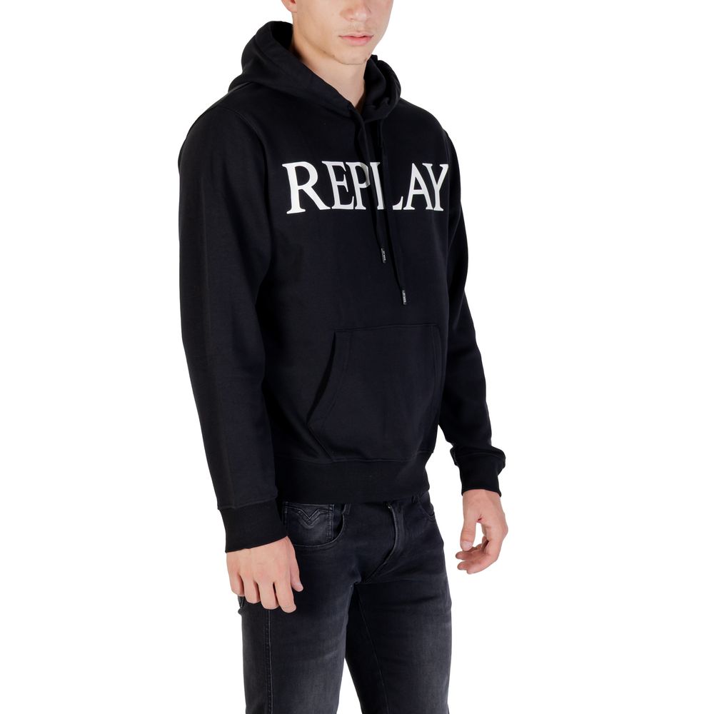 Replay Black Cotton Hoodie Replay