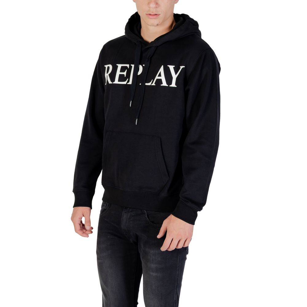 Replay Black Cotton Hoodie Replay