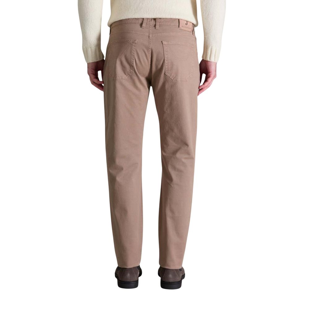 Jeckerson Beige Cotton Skinny Pants Jeckerson
