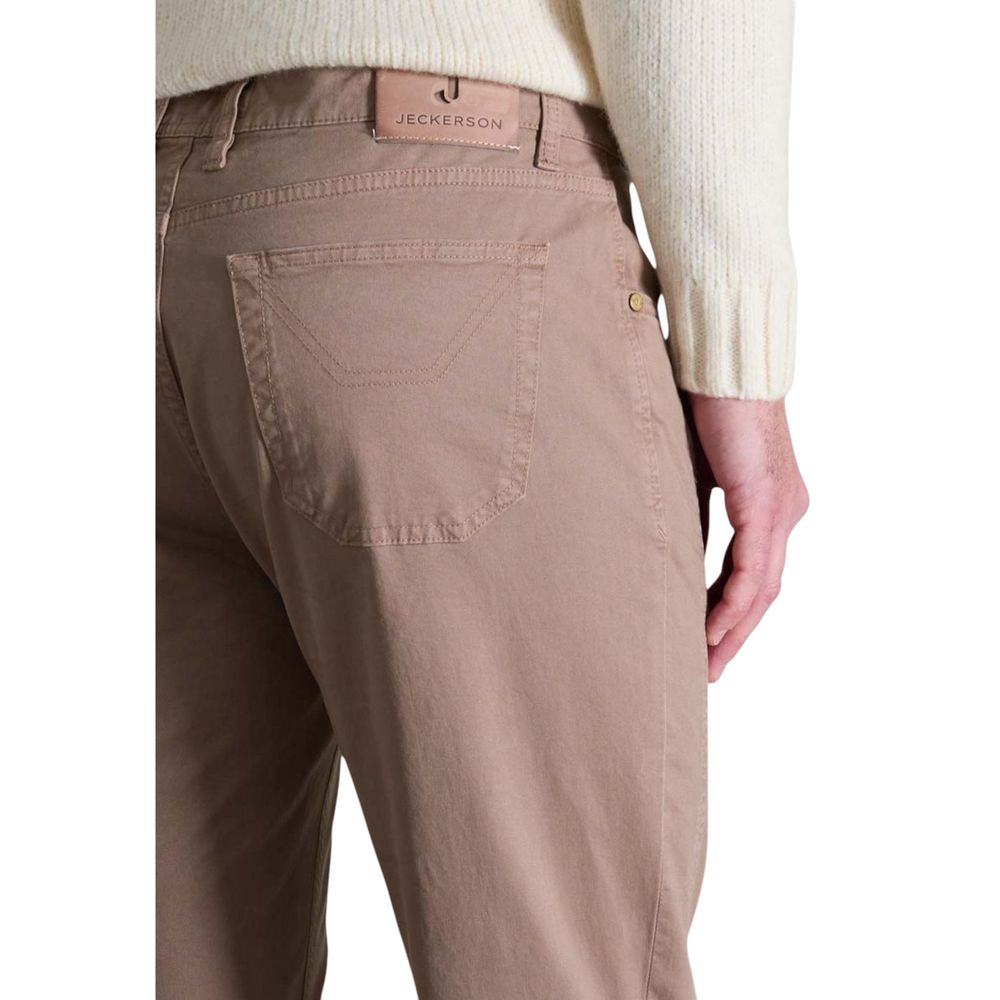 Jeckerson Beige Cotton Skinny Pants Jeckerson