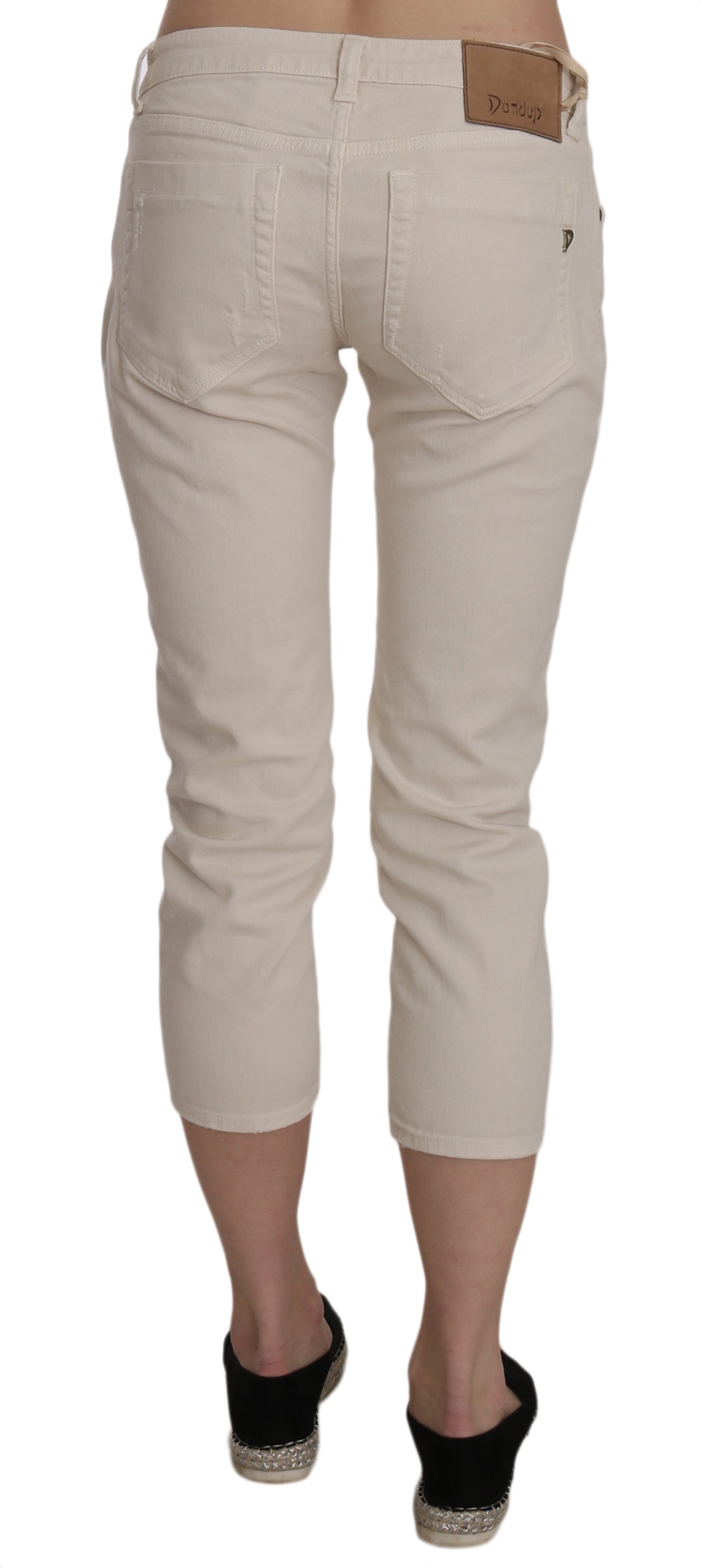 Dondup Beige Cotton Stretch Low Waist Skinny Cropped Capri Jeans Dondup