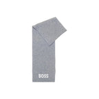 Hugo Boss gray polyacrylic scarf with soft knit texture, stylish and warm accessory for cold weather.