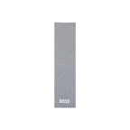 Hugo Boss gray polyacrylic scarf displayed flat, showcasing its soft fabric and classic design for stylish winter wear.
