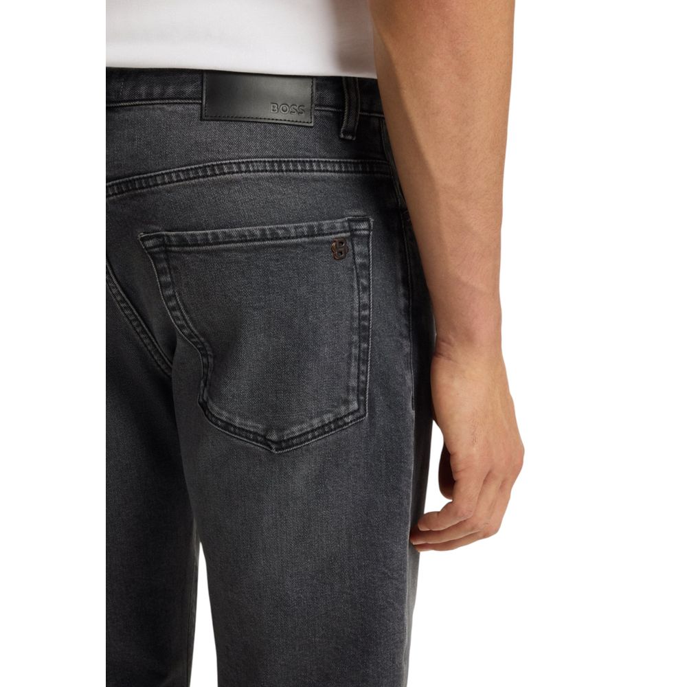 Hugo Boss Gray Cotton Relaxed Fit Jeans Hugo Boss