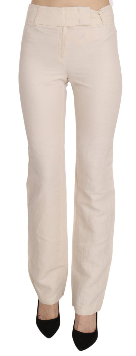 LAUREL White High Waist Silk Blend Flared Dress Trousers Pants LAUREL