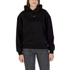 Black cotton hoodie from Calvin Klein Jeans featuring a relaxed fit and branded logo on the front.