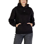 Black cotton hoodie from Calvin Klein Jeans featuring the brand logo on the chest and a relaxed fit.