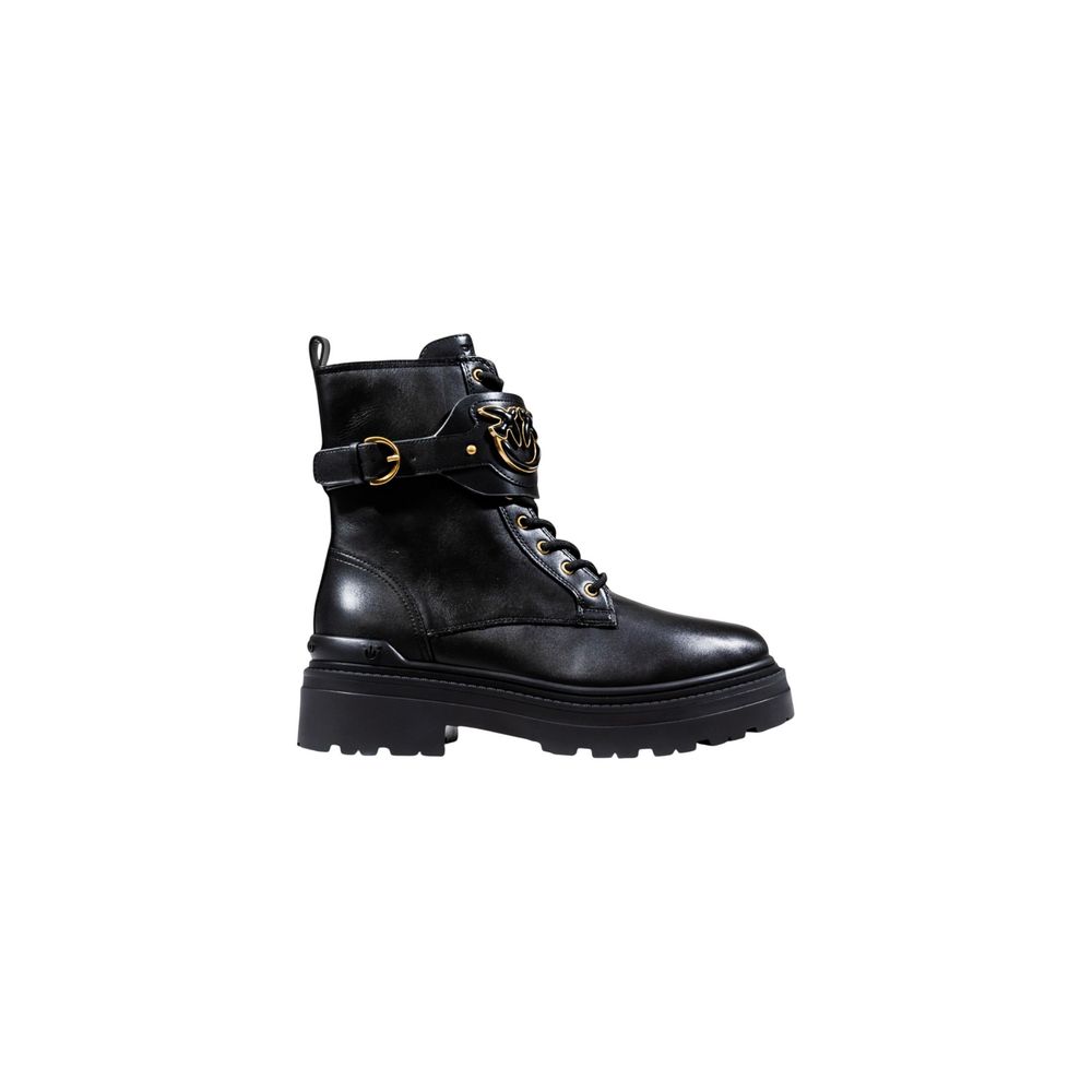 PINKO Black Leather Ankle Boots PINKO