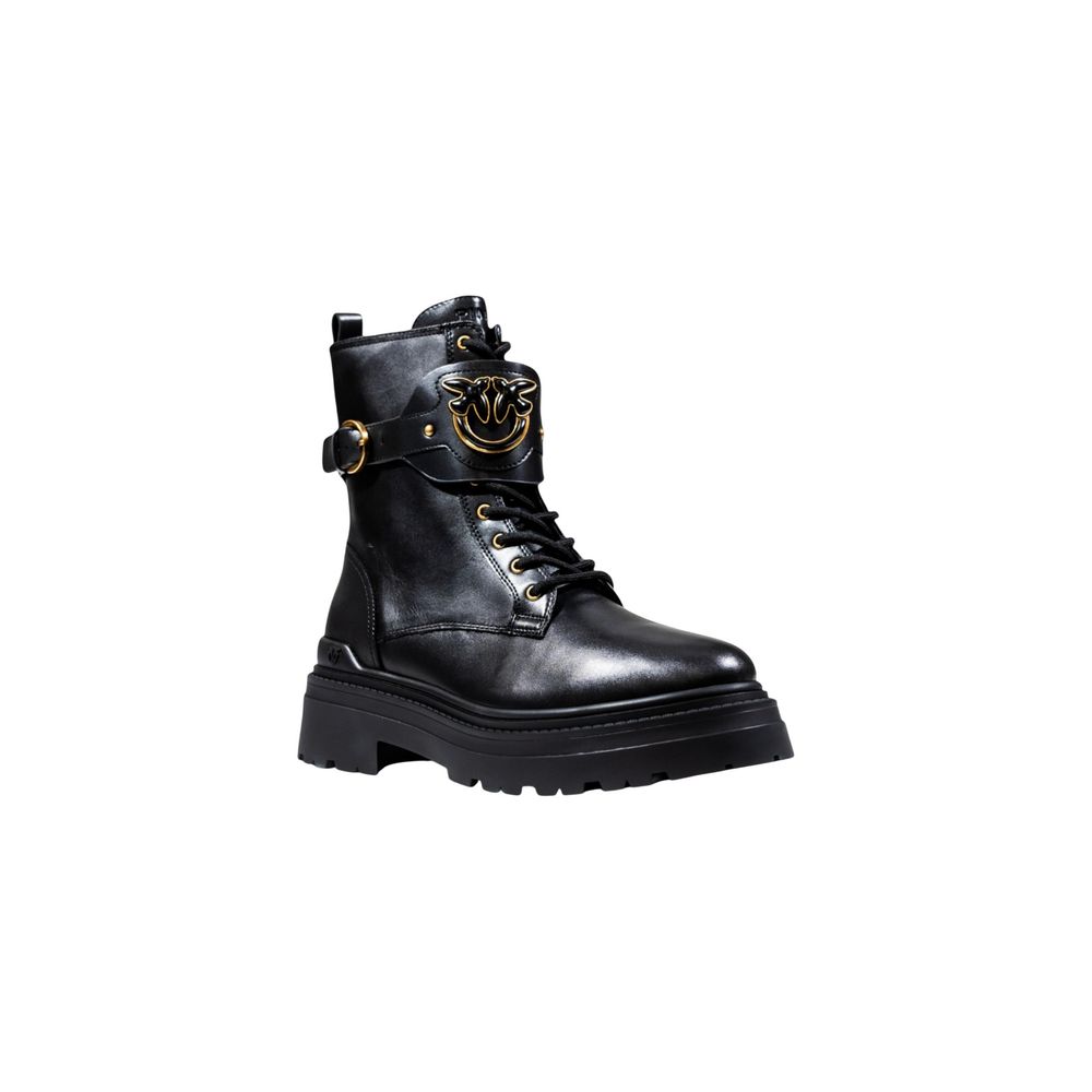 PINKO Black Leather Ankle Boots PINKO