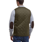 Barbour green polyamide sleeveless jacket with stand collar and front zipper, lightweight outdoor vest.