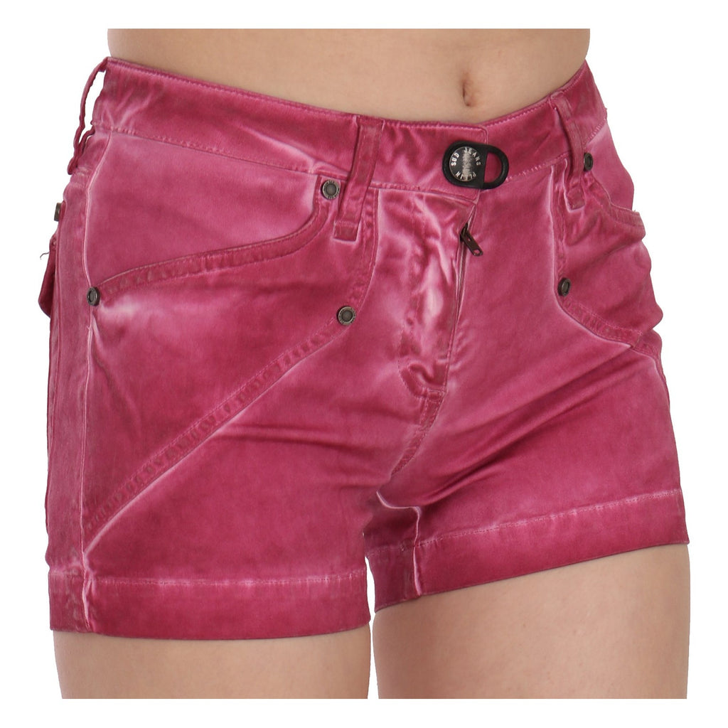 PLEIN SUD Pink Mid Waist Cotton Mini Denim Shorts