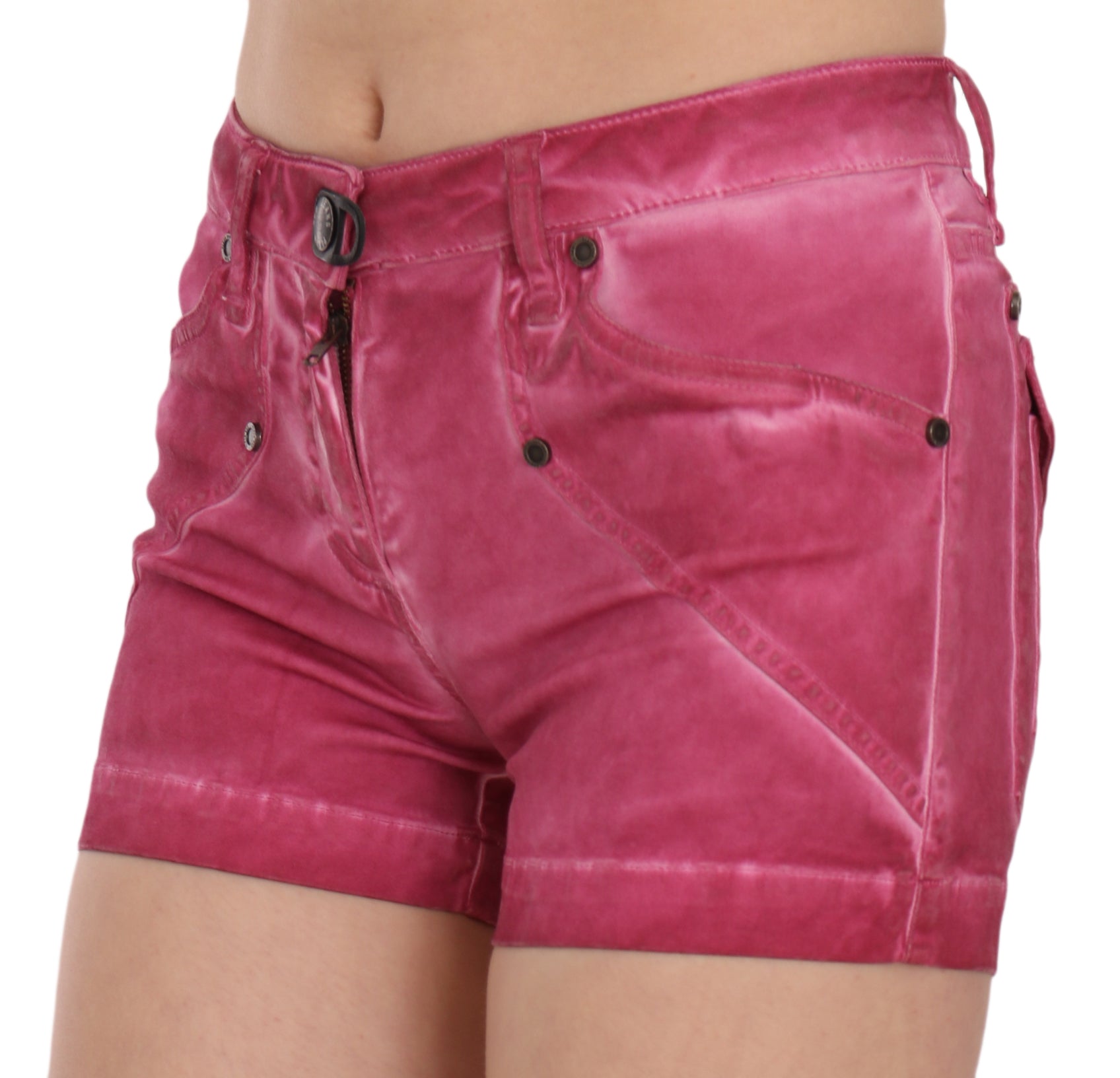 PLEIN SUD Pink Mid Waist Cotton Mini Denim Shorts PLEIN SUD
