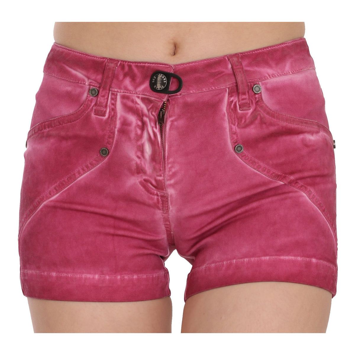 PLEIN SUD Pink Mid Waist Cotton Mini Denim Shorts