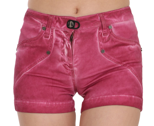 PLEIN SUD Pink Mid Waist Cotton Mini Denim Shorts PLEIN SUD