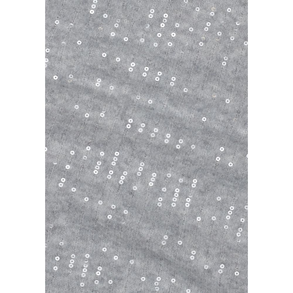 Gray Pieces recycled polyester scarf with a soft, lightweight fabric and subtle texture, styled casually on a model.