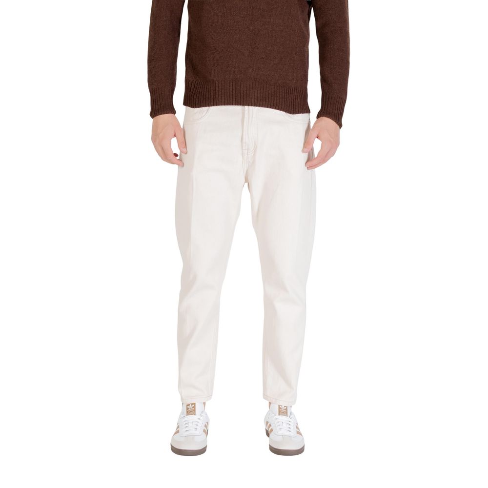 Gianni Lupo Cream Cotton Relaxed Fit Jeans Gianni Lupo