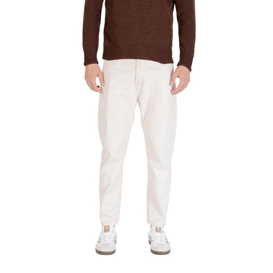 Gianni Lupo Cream Cotton Relaxed Fit Jeans Gianni Lupo