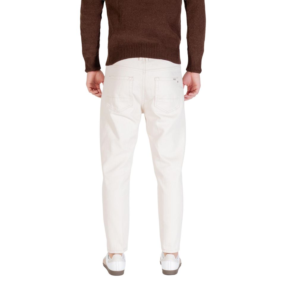 Gianni Lupo Cream Cotton Relaxed Fit Jeans Gianni Lupo