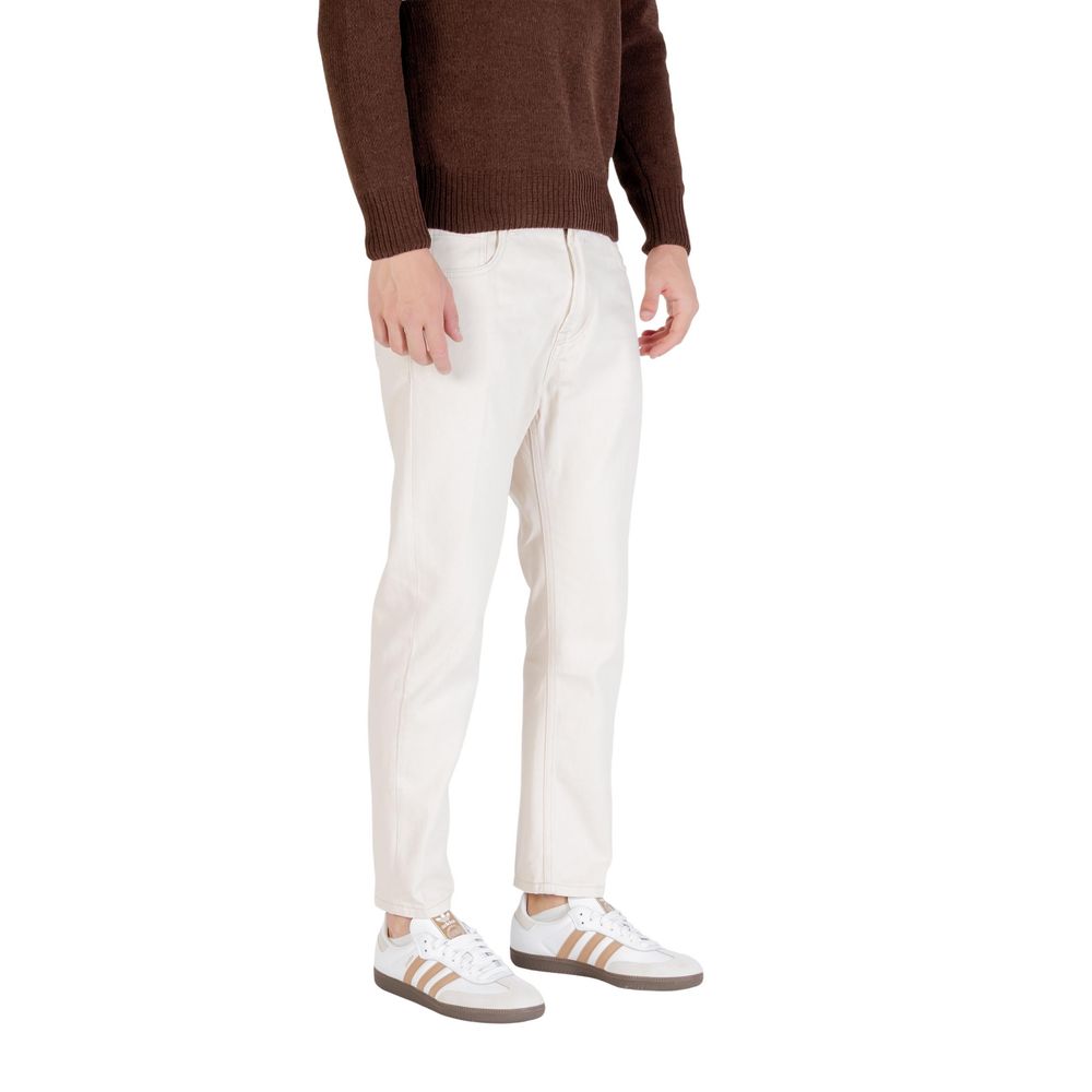 Gianni Lupo Cream Cotton Relaxed Fit Jeans Gianni Lupo