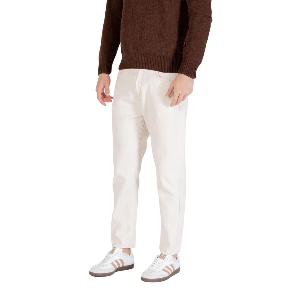 Gianni Lupo Cream Cotton Relaxed Fit Jeans Gianni Lupo