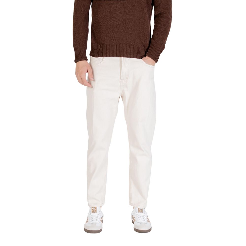 Gianni Lupo Cream Cotton Relaxed Fit Jeans Gianni Lupo