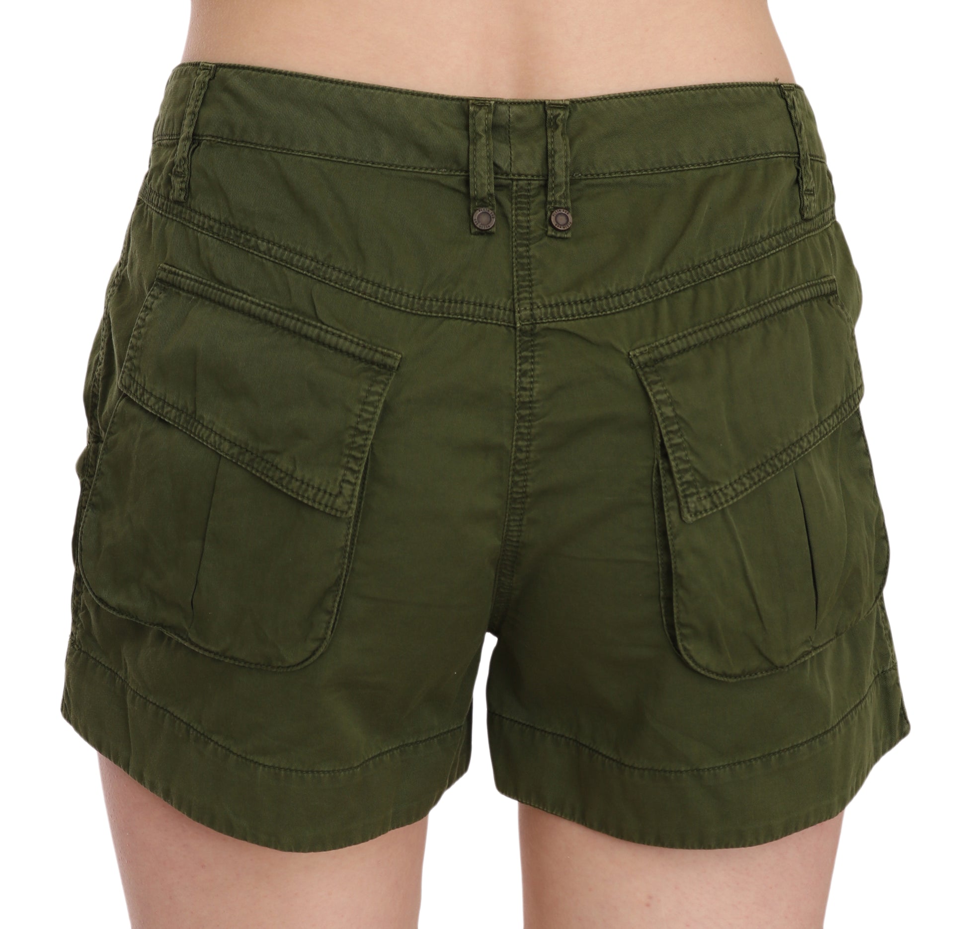 PLEIN SUD Green Mid Waist 100% Cotton Mini Shorts PLEIN SUD